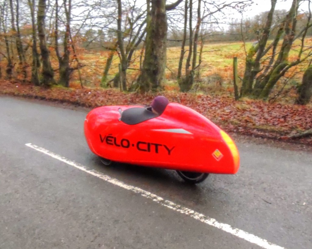 A snazzy velomobile went past - what a wonderful sight!