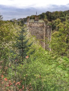 Neidpath Castle as spied from the A72