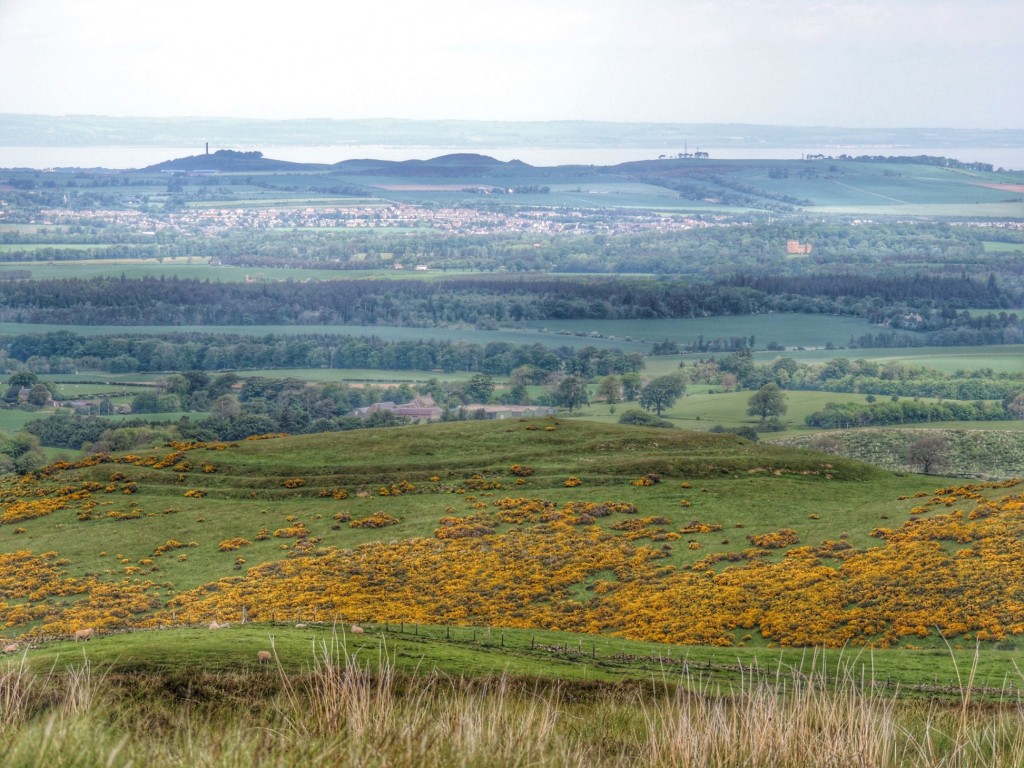 Hill fort with Haddington and the Firth of Forth in the background